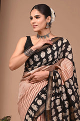 Tamasvi – Hand Block Printed Maheshwari Silk Cotton Saree