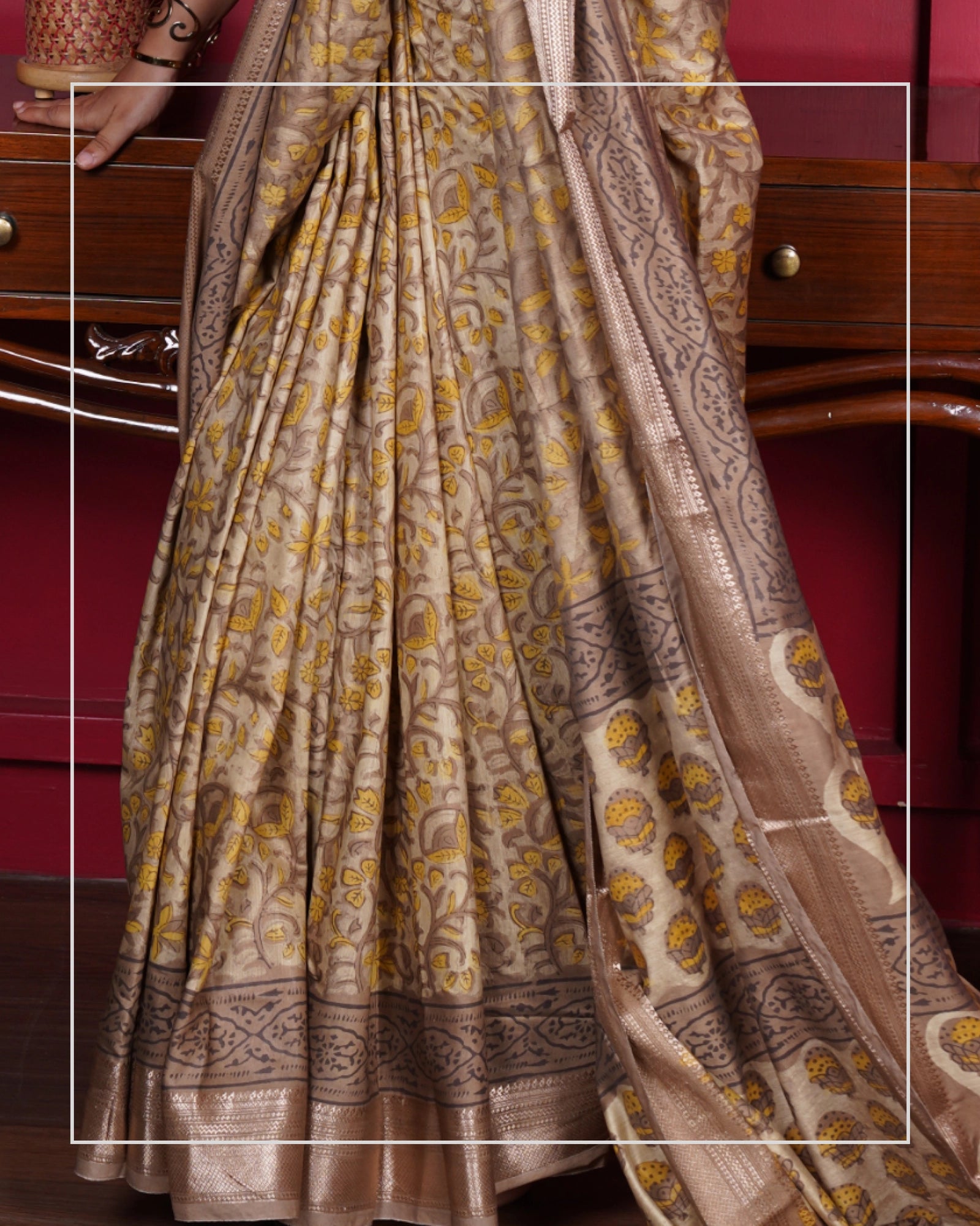 Sunehri Baag – Handblock Multani Print Saree in Liva Fabric