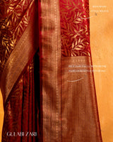 Gulabi Zari Gajji Silk Banarasi | Woven Vine Jaal & Antique - Gold Zari - Ethlore