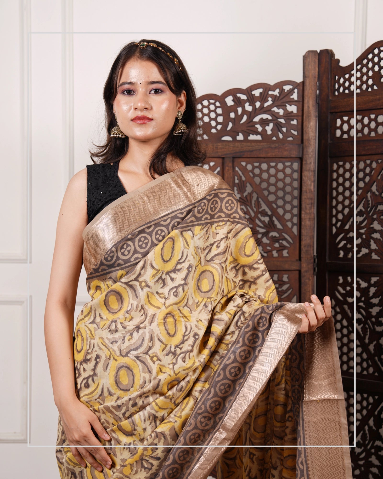 Kanak Vrinda – Handblock Multani Print Saree in Liva Fabric