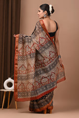 Kaalika – Hand Block Printed Maheshwari Silk Cotton Saree