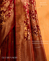 Gulabi Naksh Gajji Silk Banarasi | Woven Geometric Bloom & Antique - Gold Zari - Ethlore