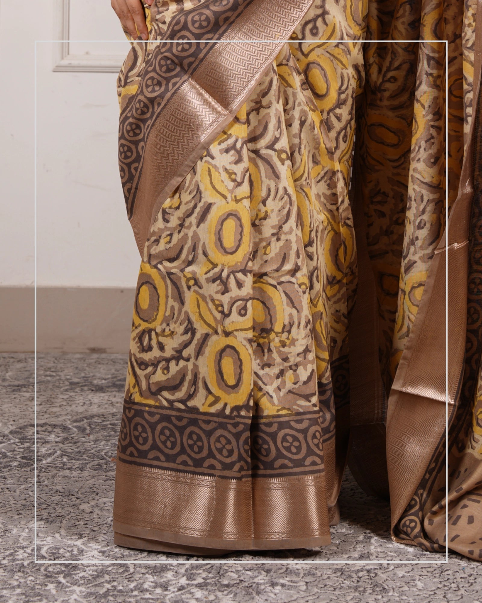 Kanak Vrinda – Handblock Multani Print Saree in Liva Fabric