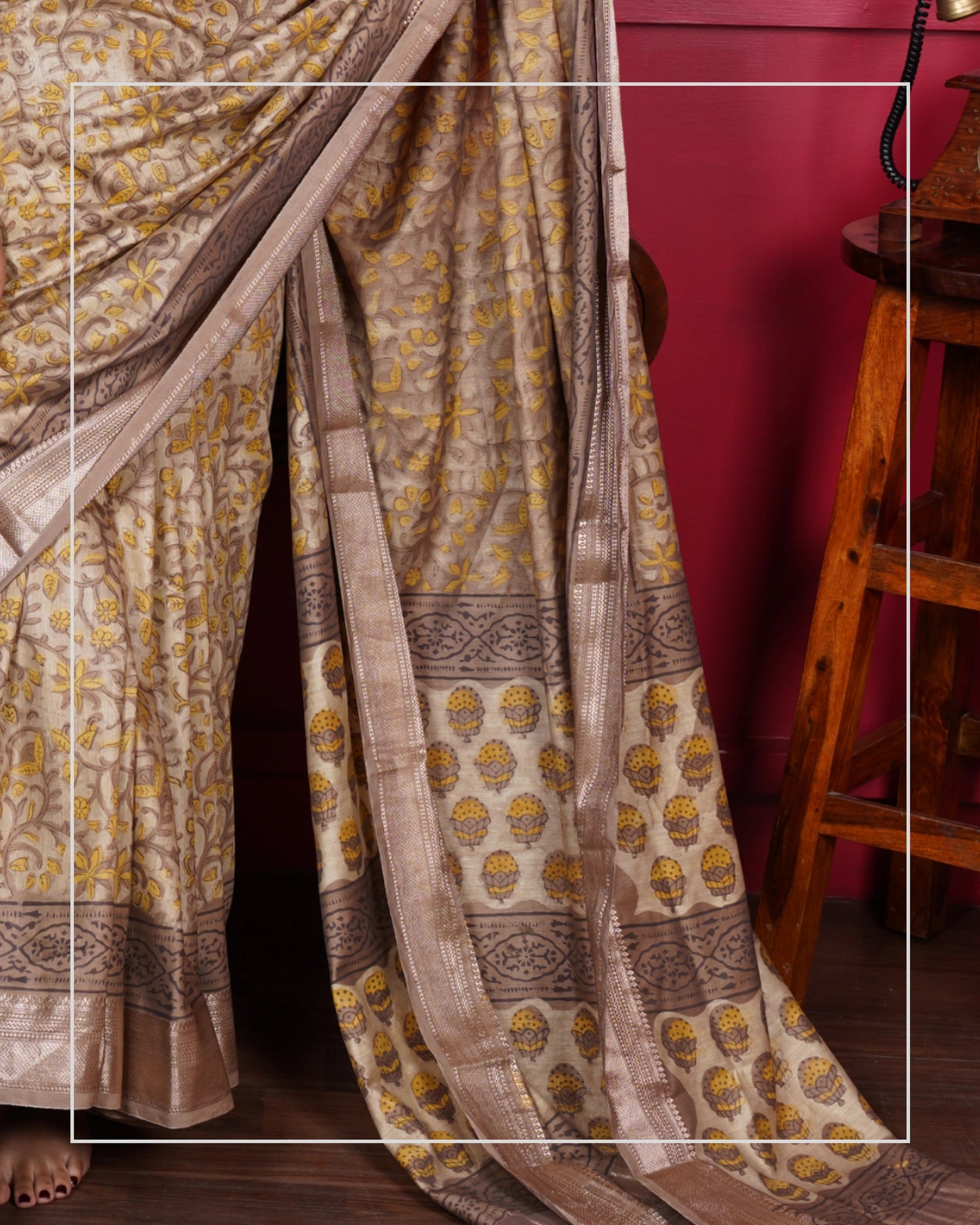 Sunehri Baag – Handblock Multani Print Saree in Liva Fabric