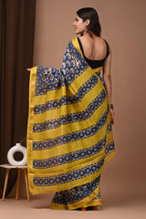 Neel Kamal – Hand Block Printed Maheshwari Silk Cotton Saree