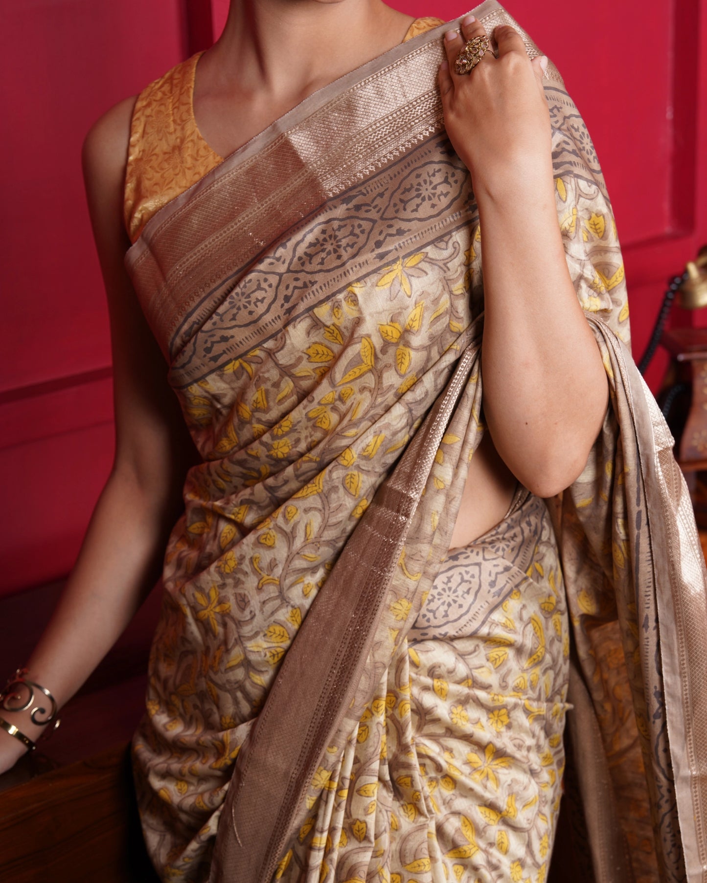 Sunehri Baag – Handblock Multani Print Saree in Liva Fabric