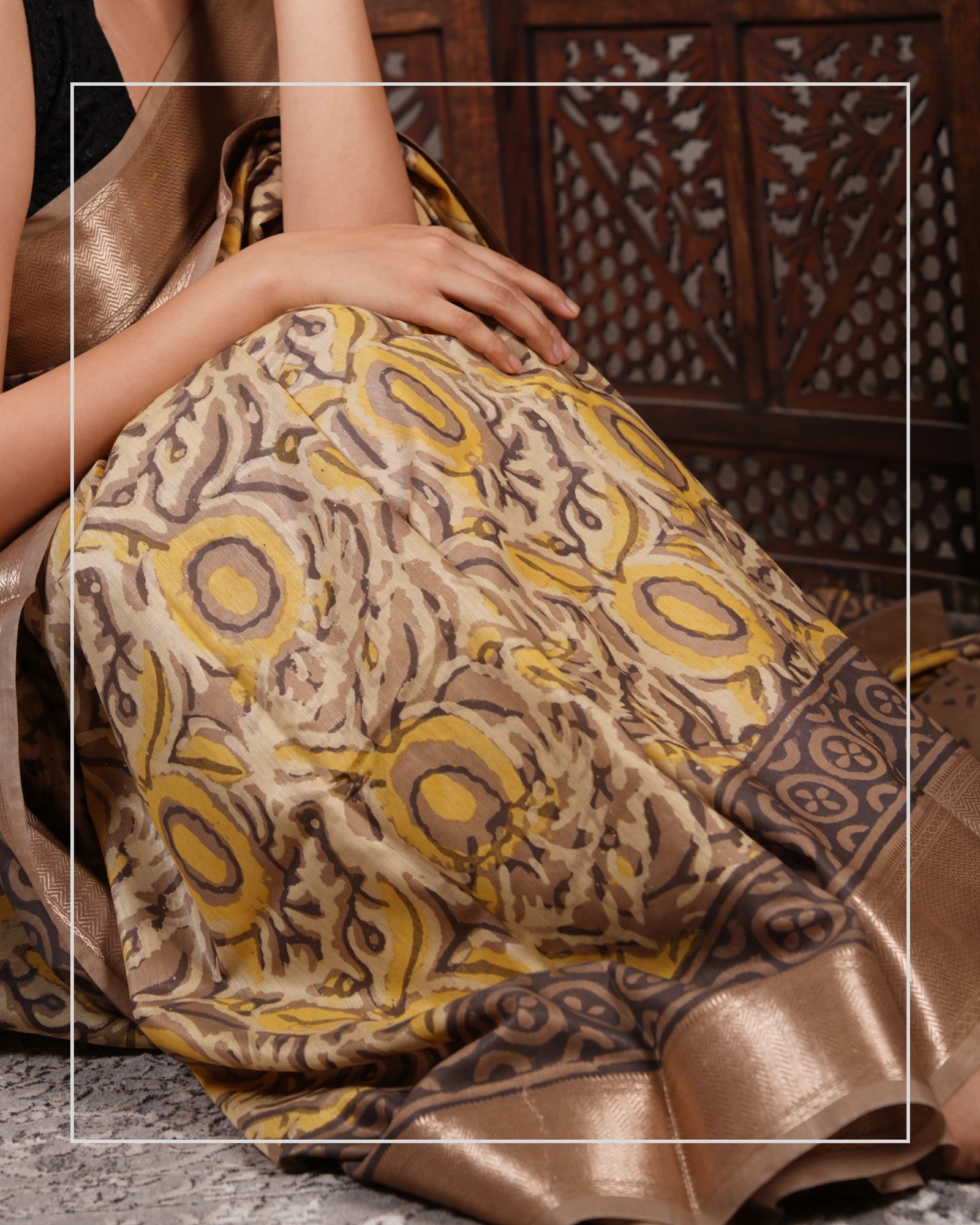 Kanak Vrinda – Handblock Multani Print Saree in Liva Fabric