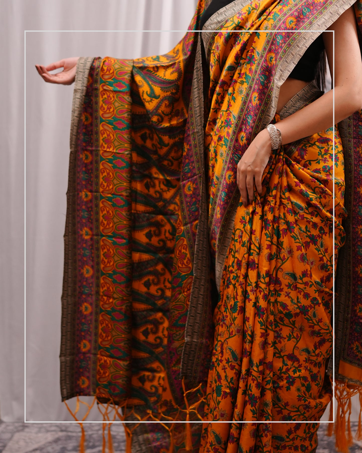 Kesar Bagh – Pashmina Design Silk-Blend Saree with Stole