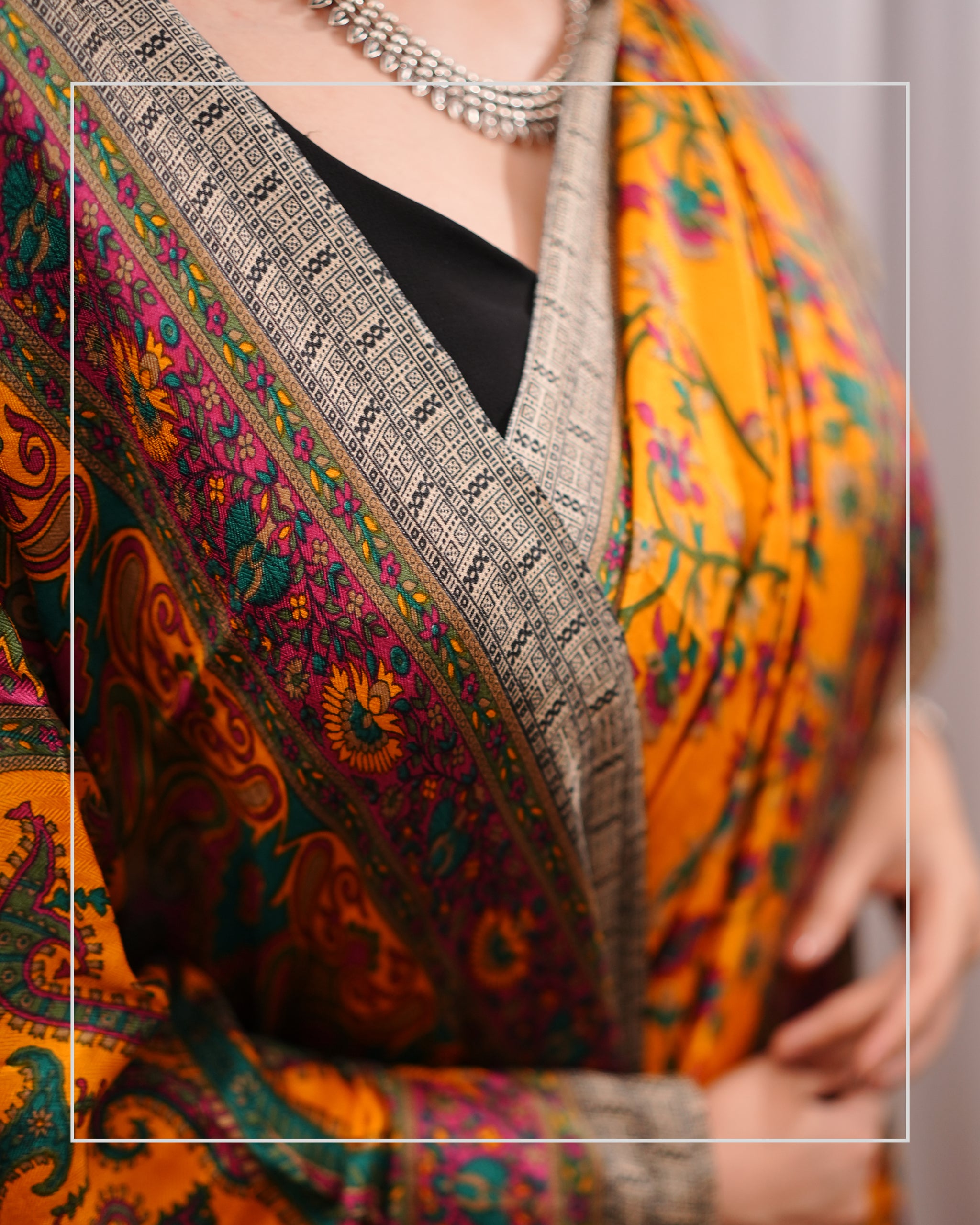 Kesar Bagh – Pashmina Design Silk-Blend Saree with Stole