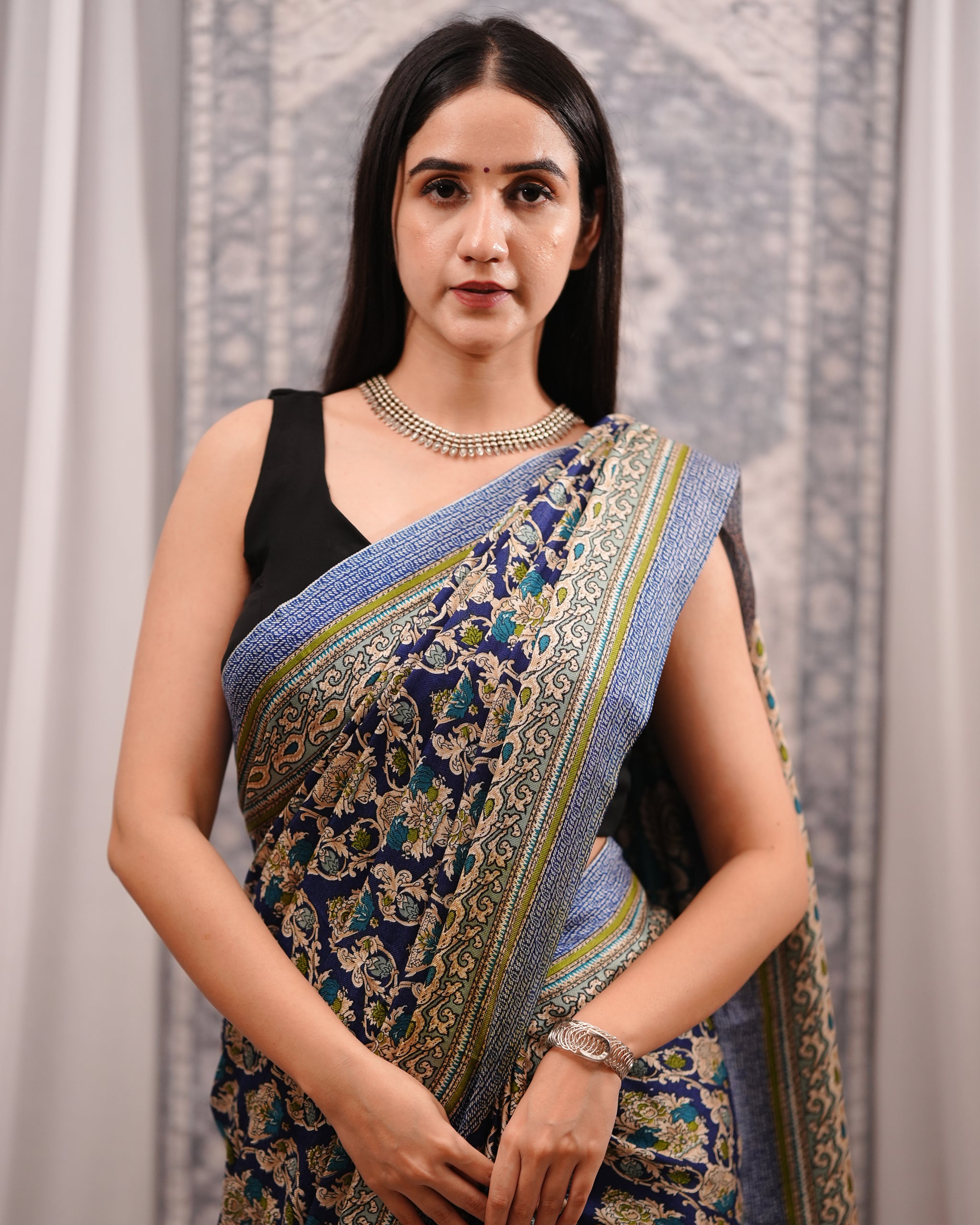 Neel Baagh – Pashmina Design Silk-Blend Saree with Stole