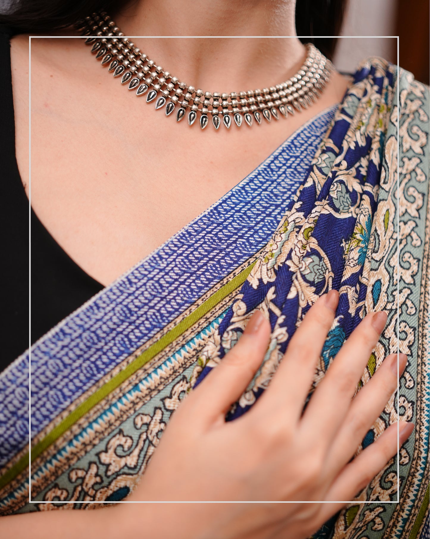 Neel Baagh – Pashmina Design Silk-Blend Saree with Stole