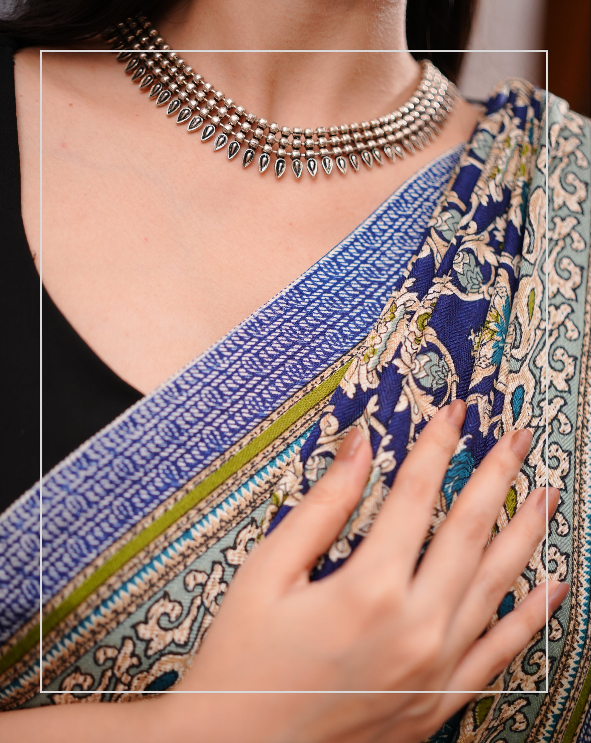 Neel Baagh – Pashmina Design Silk-Blend Saree with Stole