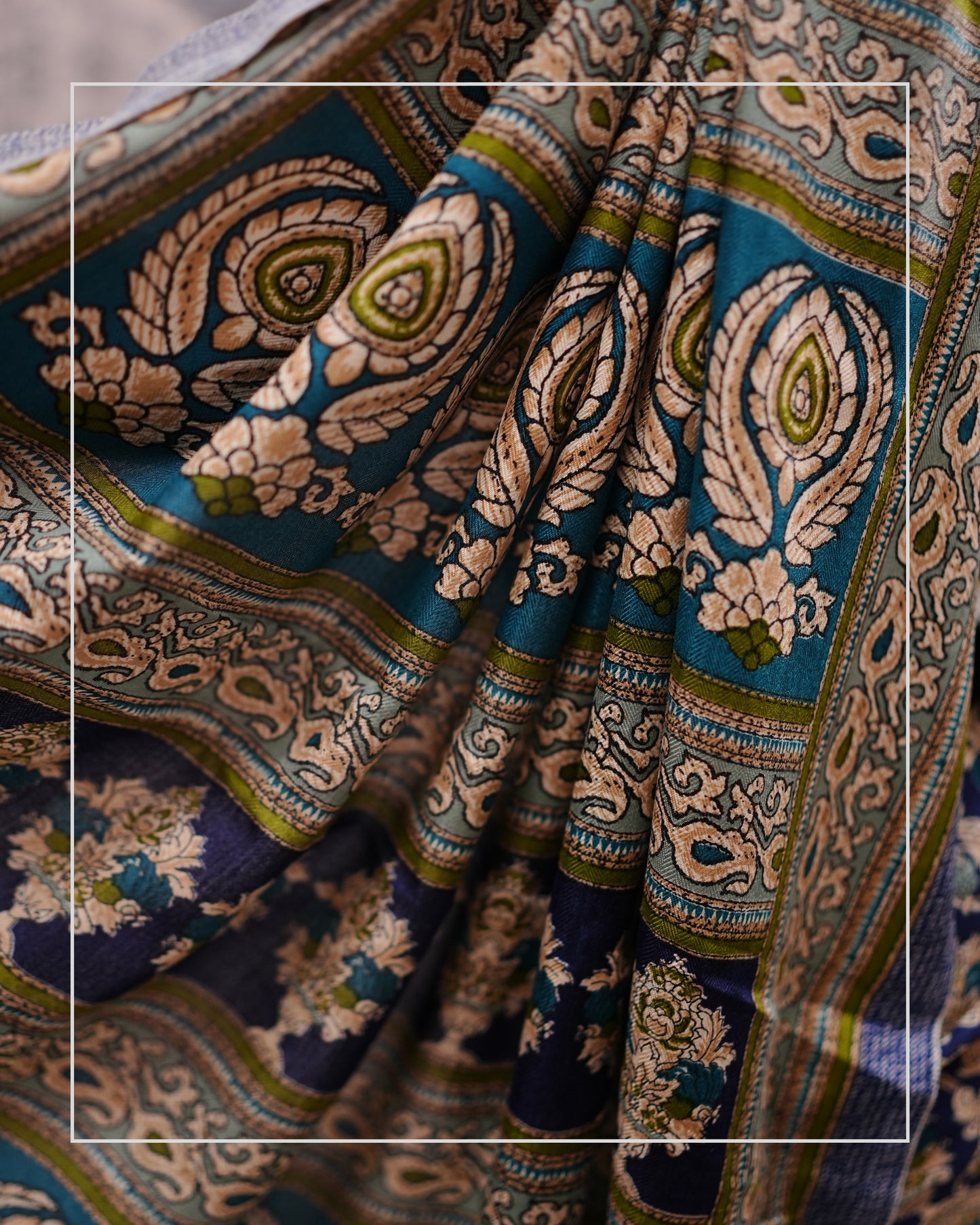 Neel Baagh – Pashmina Design Silk-Blend Saree with Stole