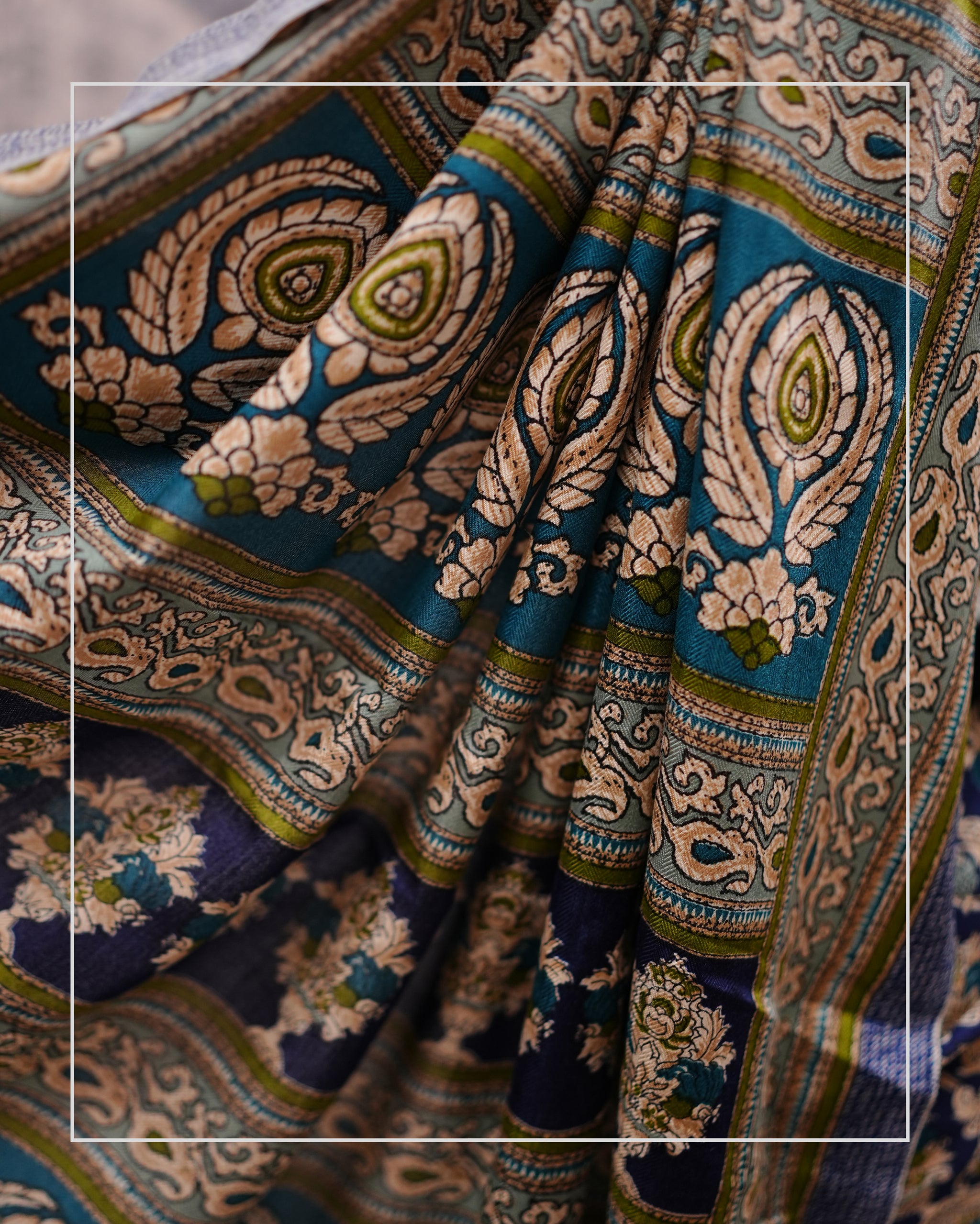 Neel Baagh – Pashmina Design Silk-Blend Saree with Stole