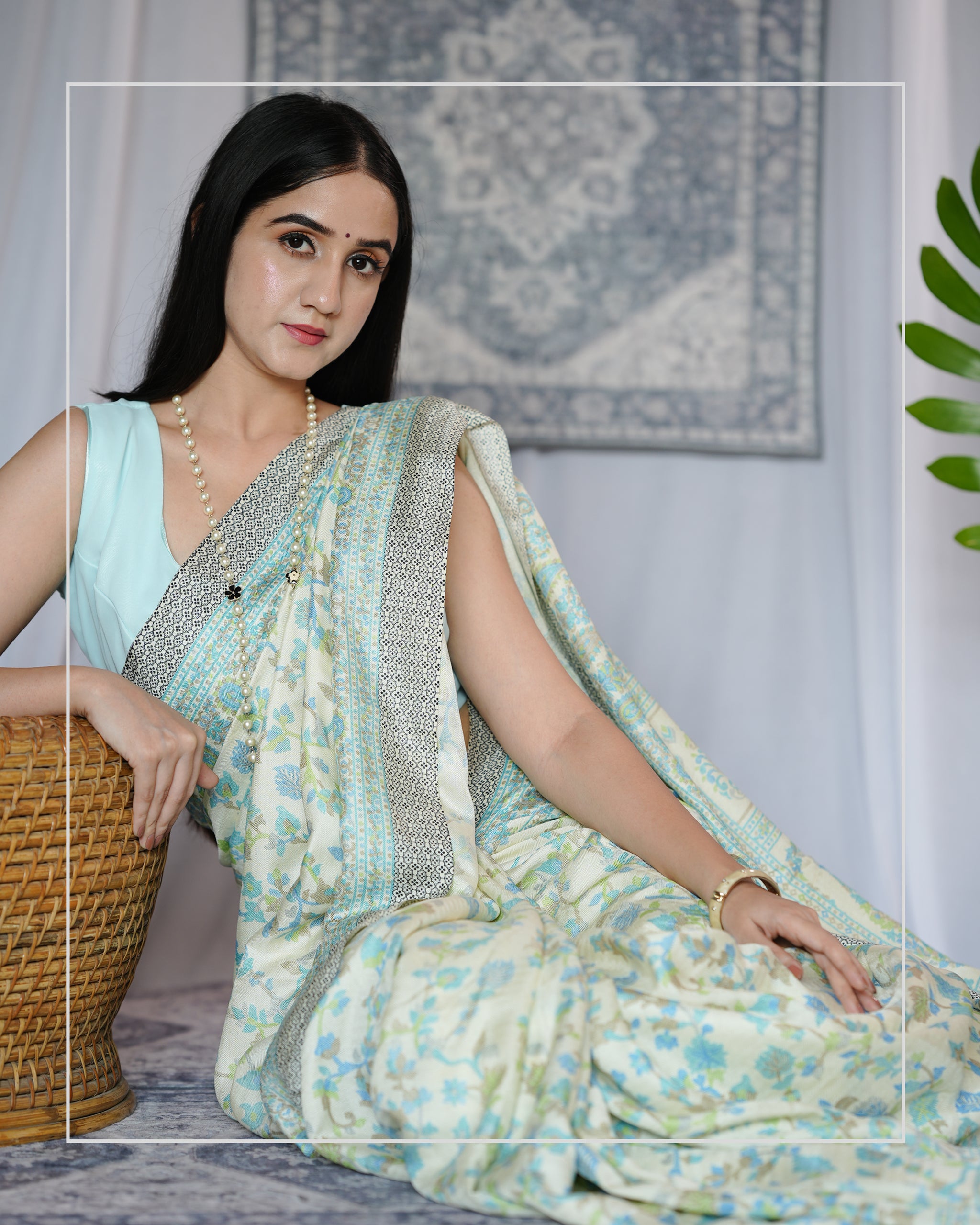 Noor Baagh – Pashmina Design Silk-Blend Saree with Stole
