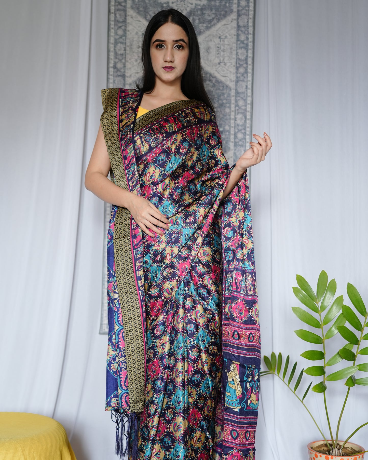 Raasrang Baagh – Pashmina Design Silk-Blend Saree with Stole
