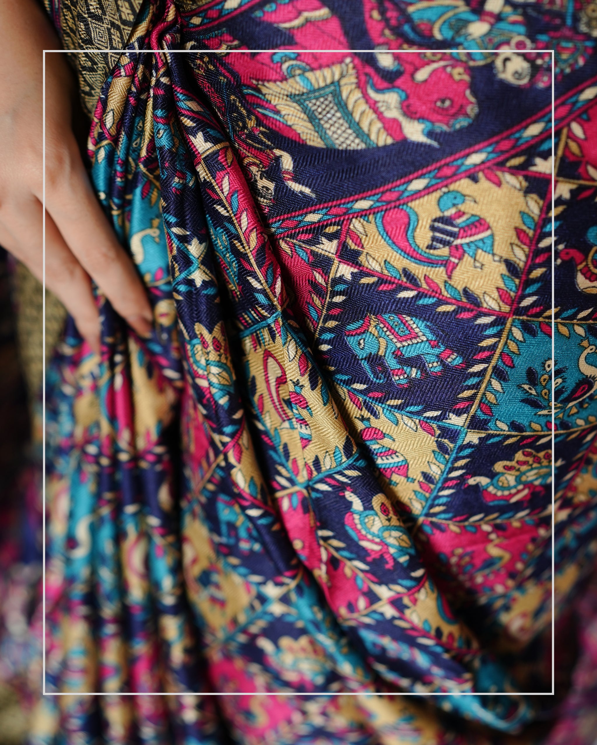 Raasrang Baagh – Pashmina Design Silk-Blend Saree with Stole