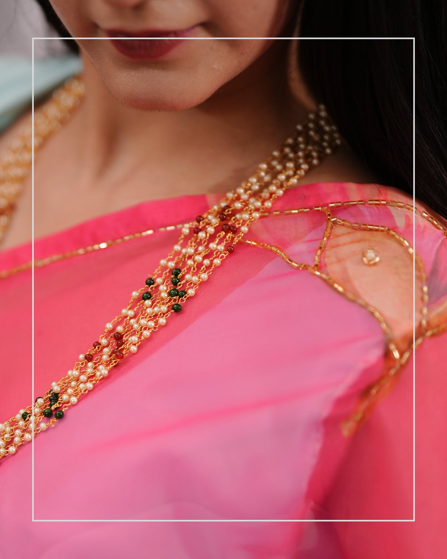 Gulabi Saaz – Hand-Embellished Chiffon Saree