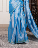 Neel Tara – Handwoven Tissue Linen Saree with Jamdani Motifs