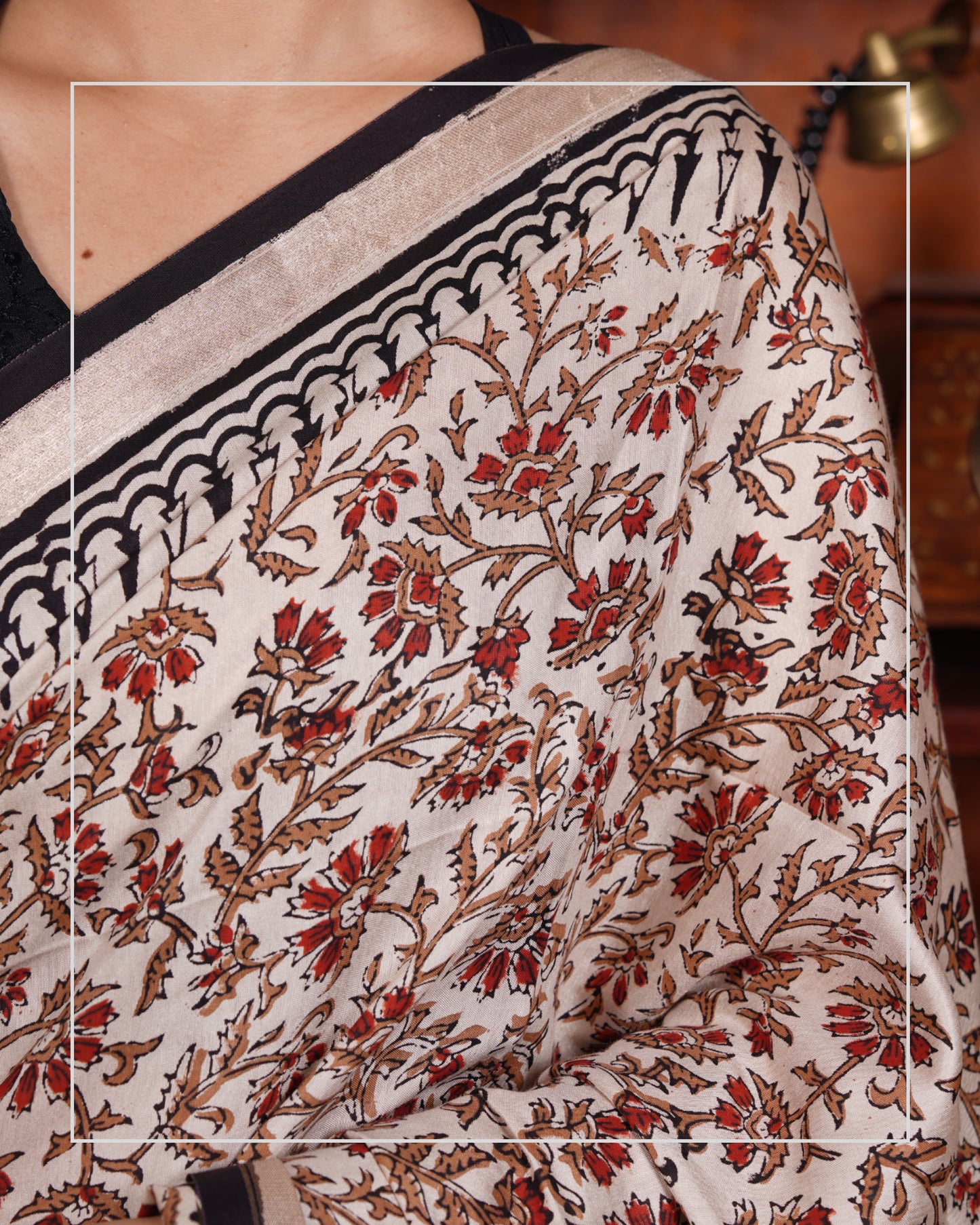 Vasundhara – Handblock Bagru Print Saree in Liva Fabric