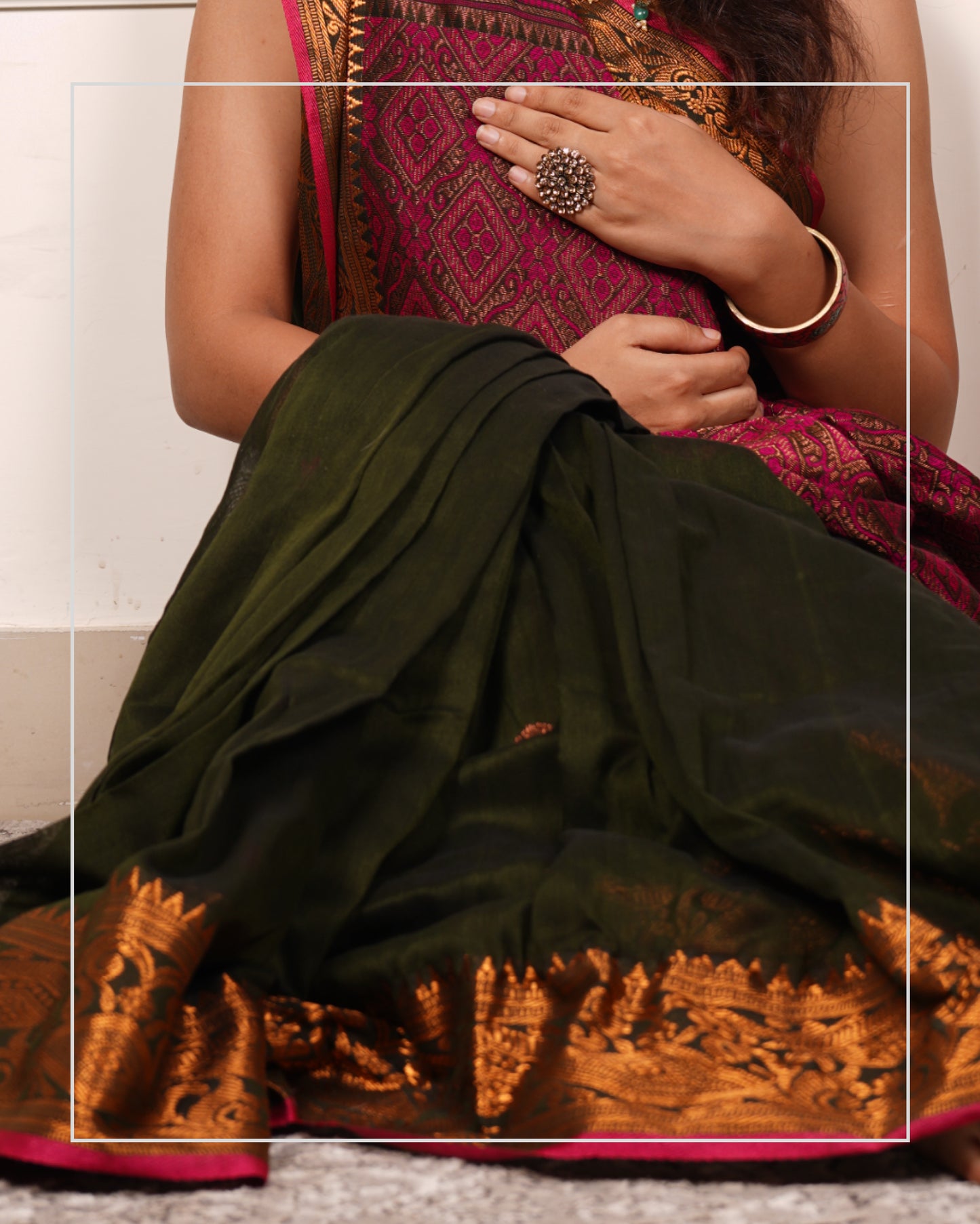 Harit Tara – Handloom Mercerized Cotton Banarasi Saree