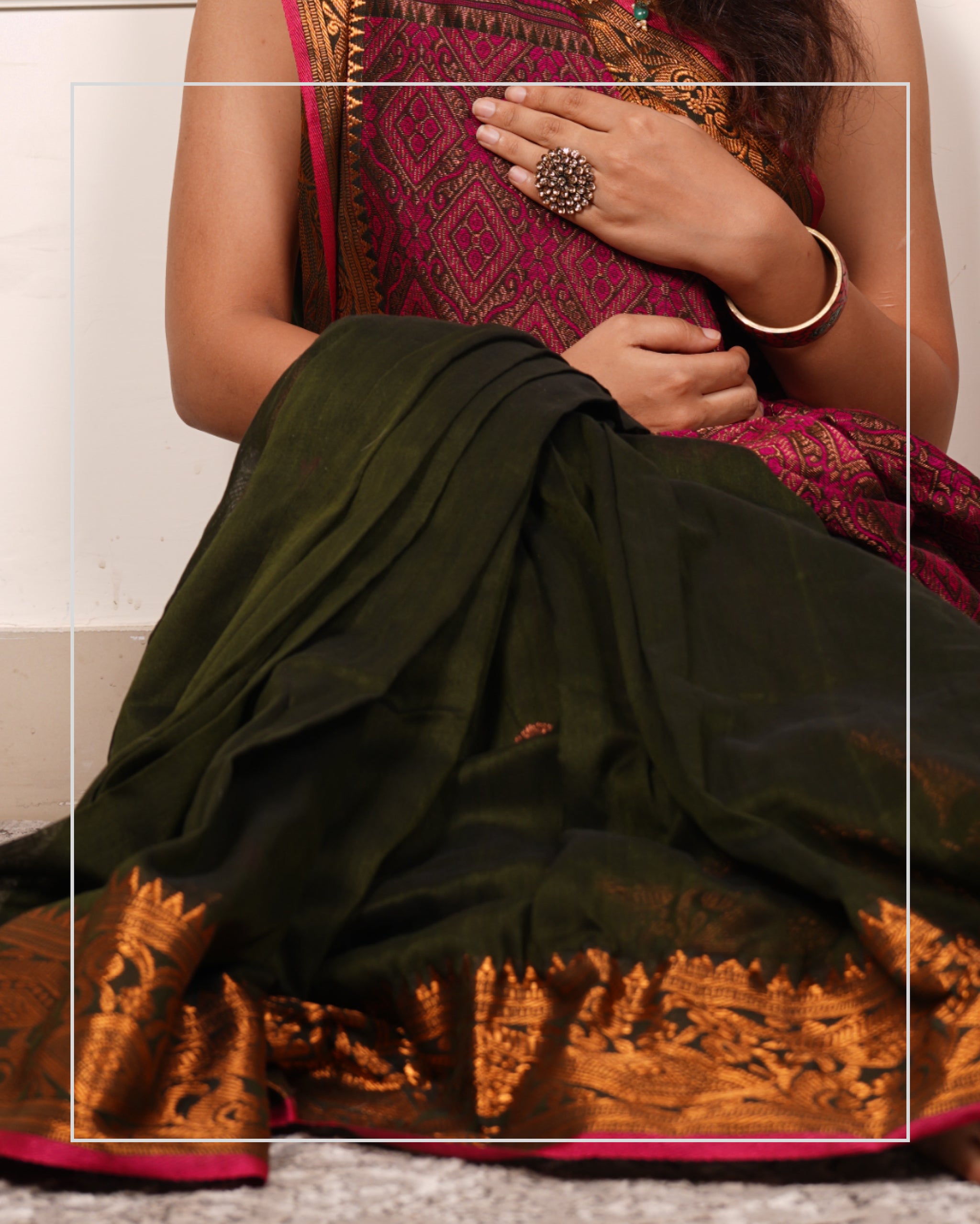 Harit Tara – Handloom Mercerized Cotton Banarasi Saree