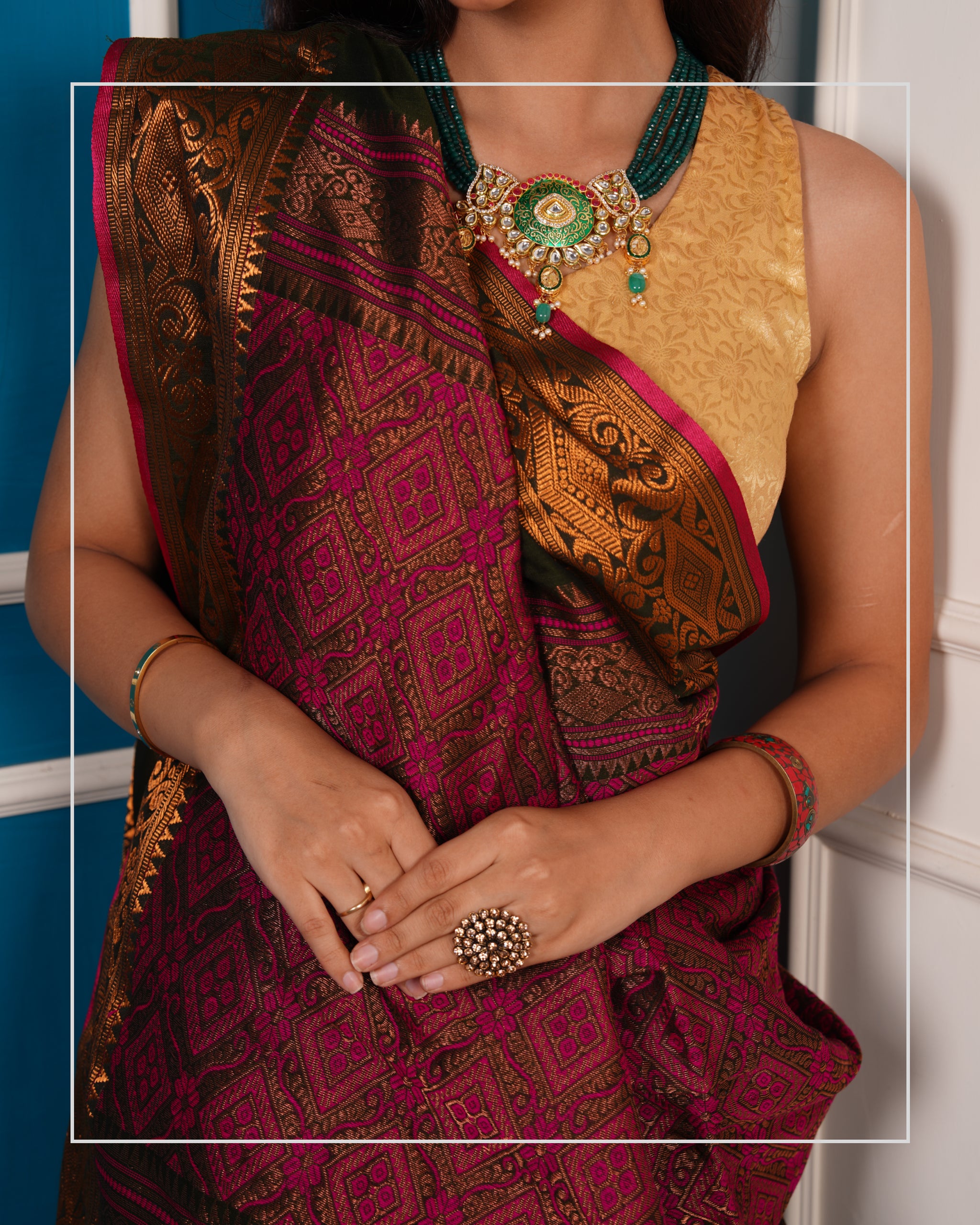 Harit Tara – Handloom Mercerized Cotton Banarasi Saree