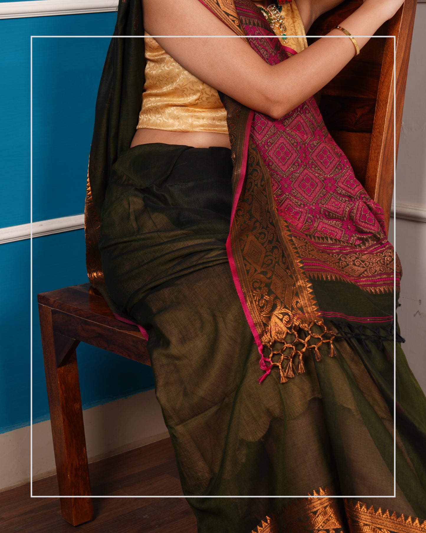 Harit Tara – Handloom Mercerized Cotton Banarasi Saree