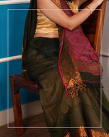 Harit Tara – Handloom Mercerized Cotton Banarasi Saree