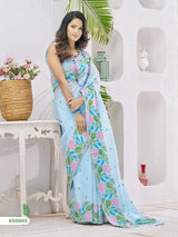 Azure Petal Linen Saree