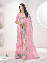 Blush Blossom Linen Saree