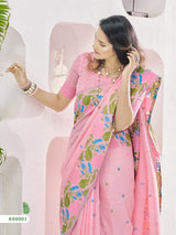 Blush Blossom Linen Saree
