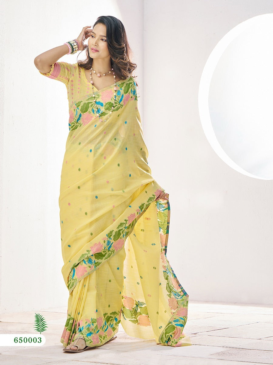 Sunlit Garden Linen Saree