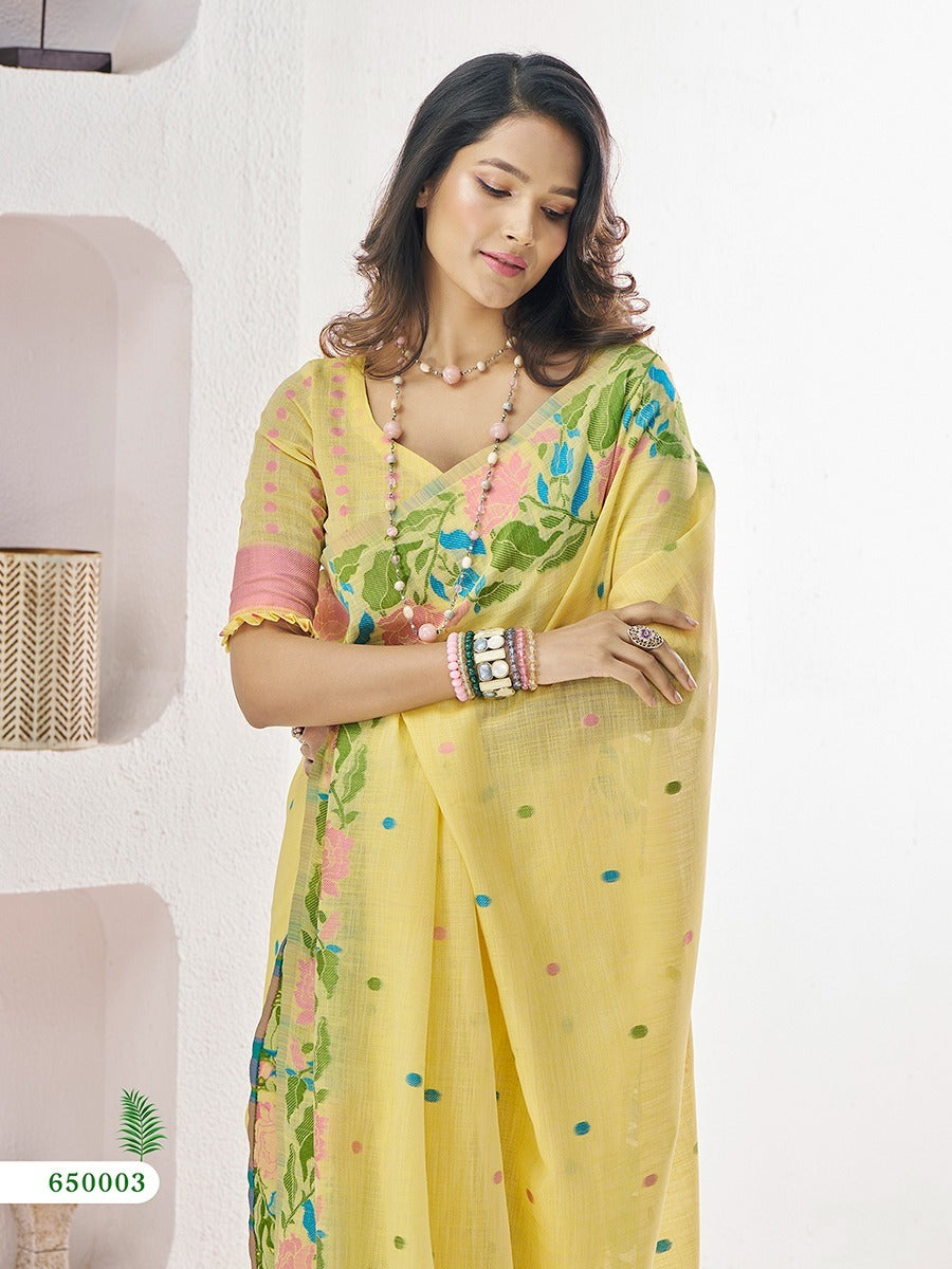 Sunlit Garden Linen Saree