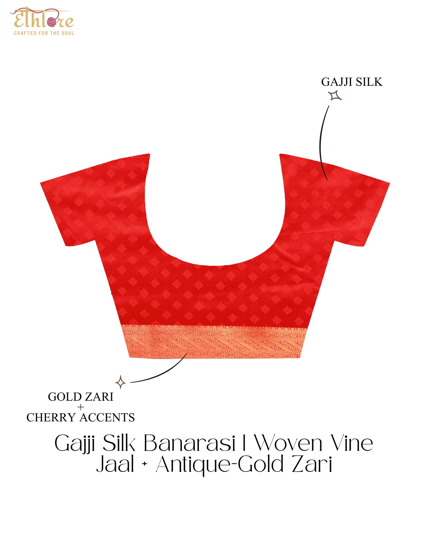 Anar Naksh Gajji Silk Banarasi | Woven Geometric Bloom & Antique - Gold Zari - Ethlore