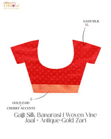 Anar Naksh Gajji Silk Banarasi | Woven Geometric Bloom & Antique - Gold Zari - Ethlore