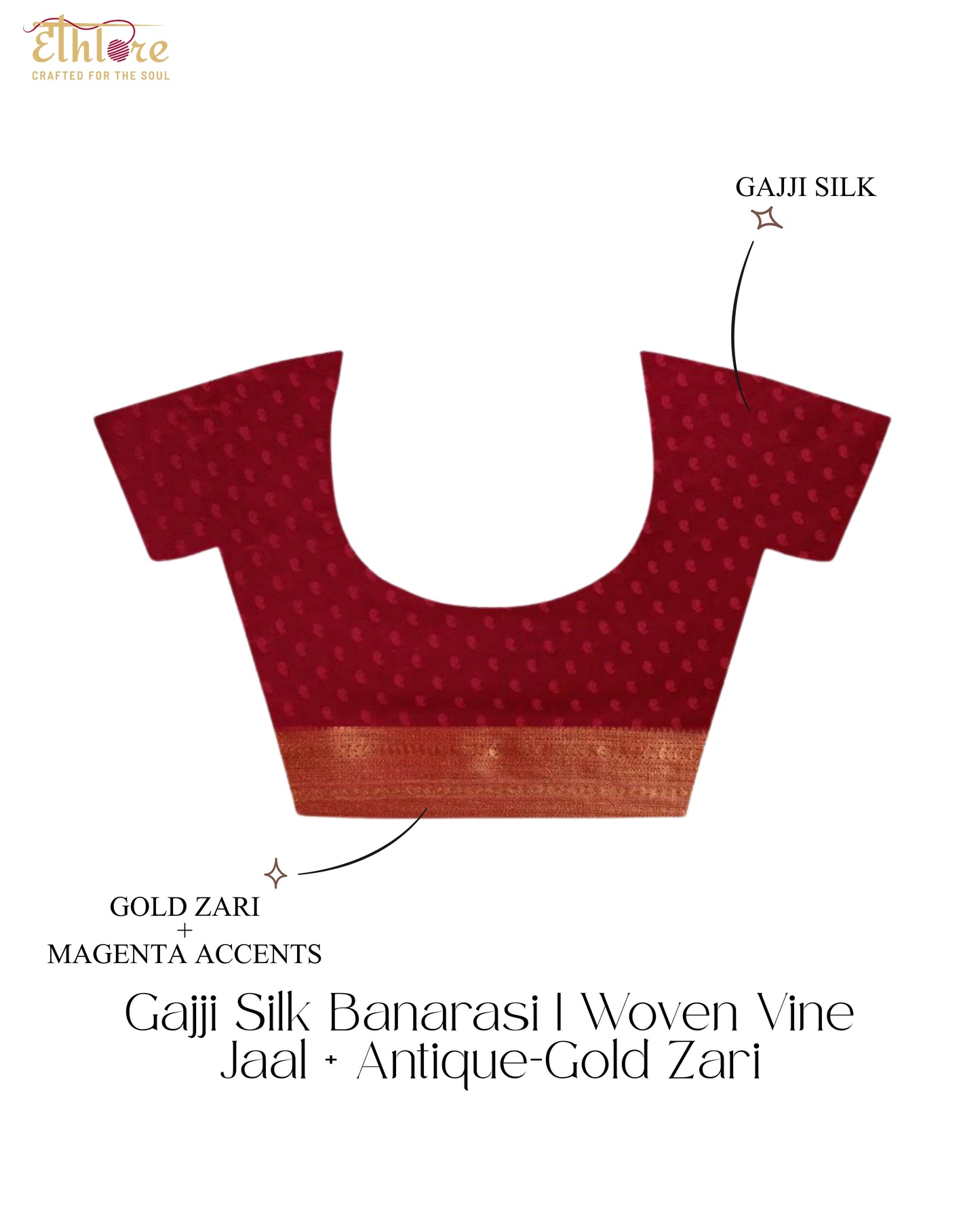 Gulabi Zari Gajji Silk Banarasi | Woven Vine Jaal & Antique - Gold Zari - Ethlore