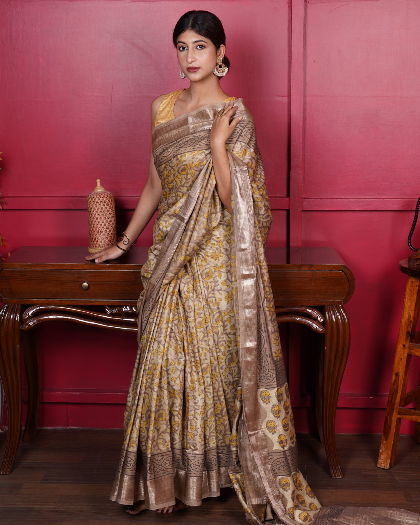 Sunehri Baag – Handblock Multani Print Saree in Liva Fabric