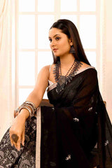 Nishithpalli - Pure Cotton Handloom Jamdani with Warli Story-Weave | Blouse Piece Included