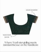 Vanapalli Pure Cotton Handloom Jamdani with Warli Story-Weave | Blouse Piece Included