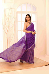 Rangraaga Pure Cotton Handloom Jamdani with Warli Story-Weave | Blouse Piece Included