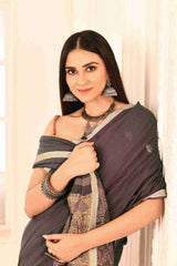 Tamalika Pure Cotton Handloom Jamdani with Warli Story-Weave | Blouse Piece Included