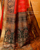 Rani Van Semi Blended Silk | Ikat Weave | Dual - Tone Rani Pink & Bottle Green - Ethlore